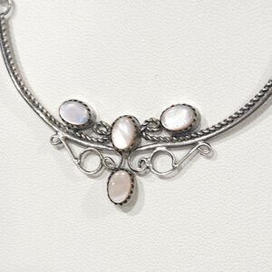 Vintage Southwestern Sterling Silver Mother of Pearl MOP Necklace Signed W 925